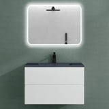 glasvilla Mobile Bagno Sospeso con Lavabo da Marmo Fuso  Antracite Mobile da Bagno con 2 Cassetti a Chiusura Soft-close Aqualis