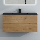 glasvilla Mobile Bagno Sospeso con Lavabo da Marmo Fuso  Antracite Mobile da Bagno con 2 Cassetti a Chiusura Soft-close Aqualis