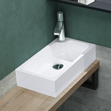 glasvilla Waschbecken Gäste WC Aufsatzwaschbecken mit Hahnloch 46x26x11cm Mineralguss Eckig Klein Waschschale Waschplatz Colossum101