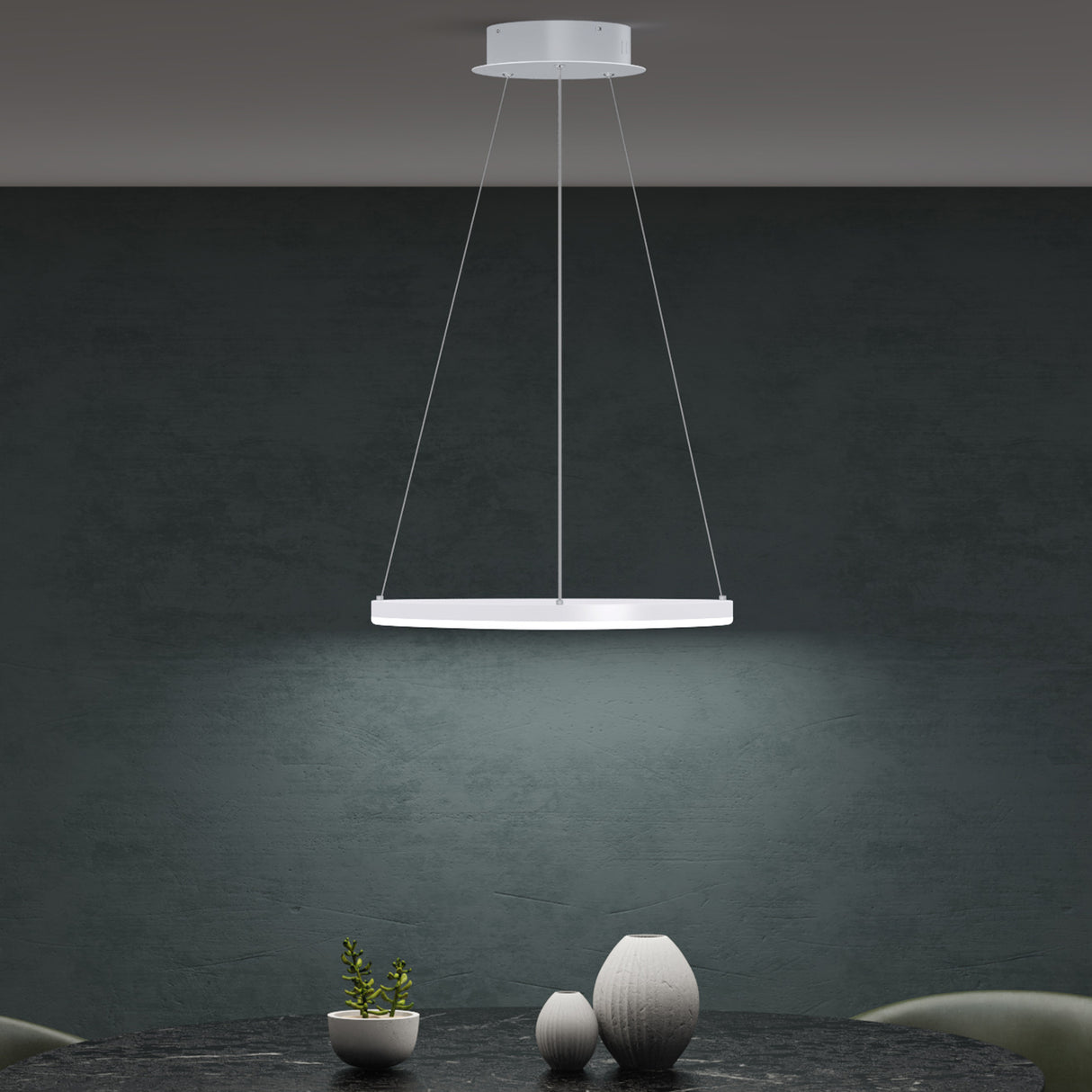 glasvilla Lampadario a Sospensione 16W, 50CM, Lampada da Soffitto a Sospensione 3000K/4000K/6000K con Cavo Regolabile per Camera da Letto e Soggiorno
