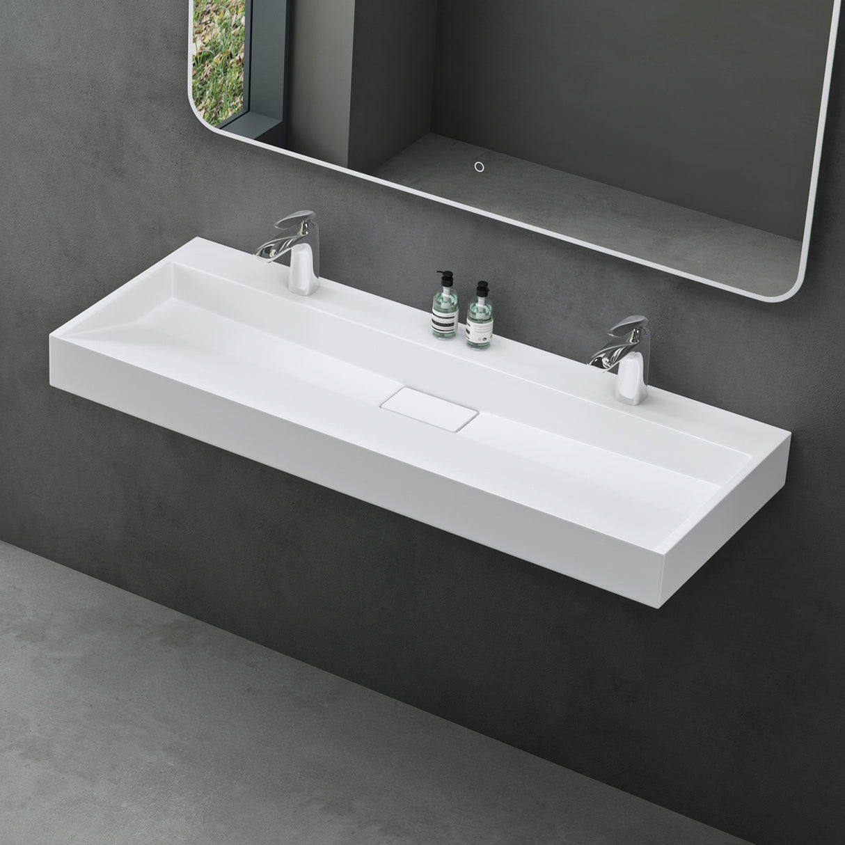 glasvilla Lavabo da Appoggio da Marmo fuso Lavabo Bagno Sospeso Lavandino Bagno Rettangolare Scarico Incluso Colossum19