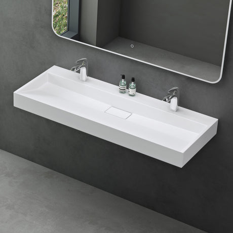 glasvilla Lavabo da Appoggio da Marmo fuso Lavabo Bagno Sospeso Lavandino Bagno Rettangolare Scarico Incluso Colossum19