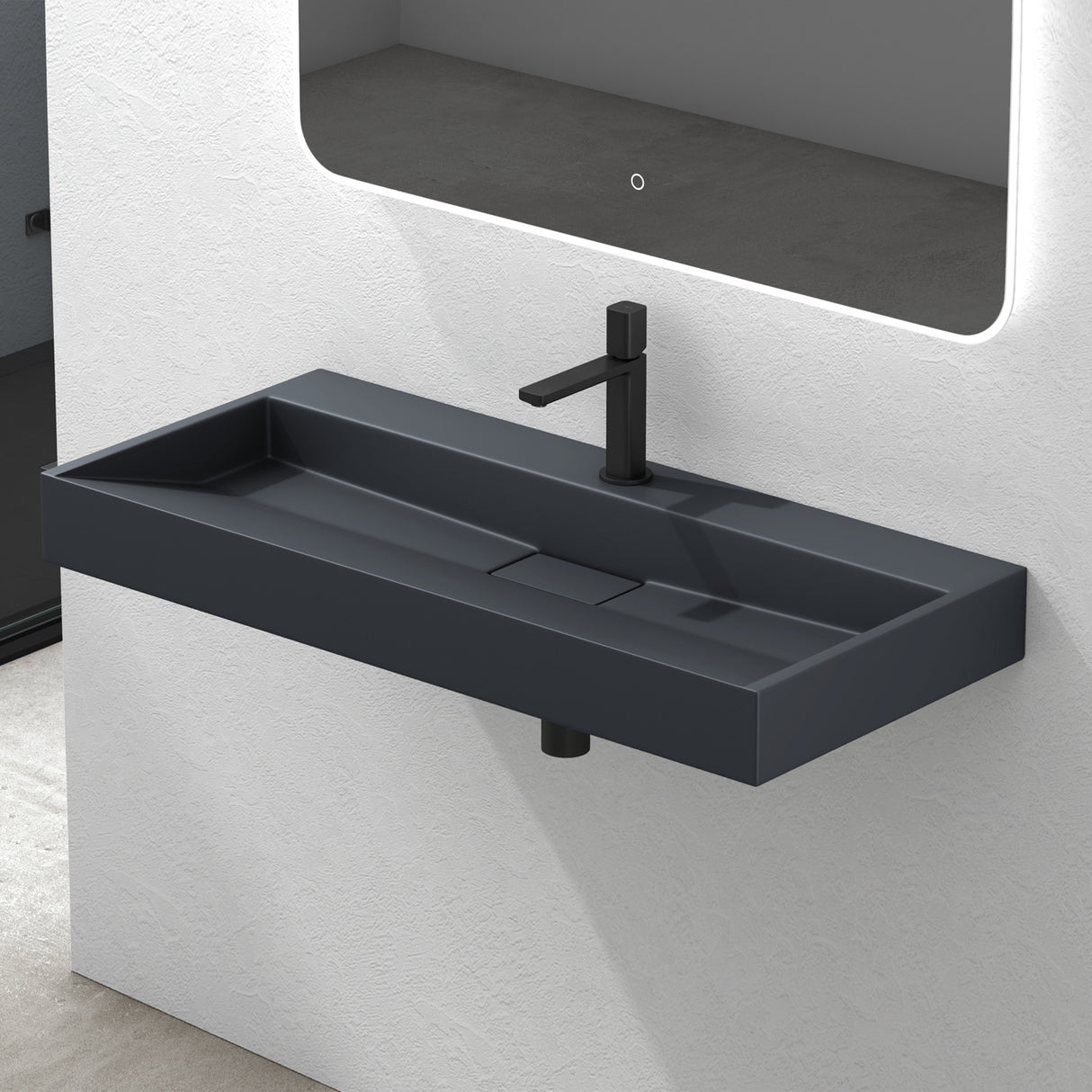 Lavabo Glasvilla Col19 Mineralguss moderno con válvula incluida