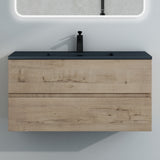 glasvilla Mobile Bagno Sospeso con Lavabo da Marmo Fuso  Antracite Mobile da Bagno con 2 Cassetti a Chiusura Soft-close Aqualis