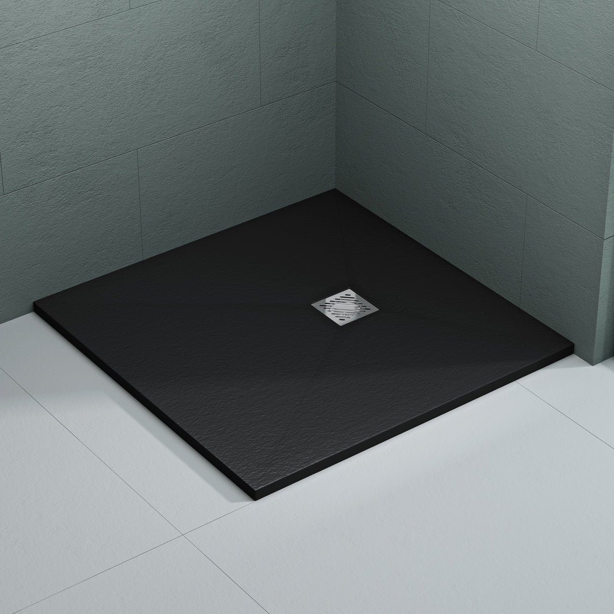 glasvilla Piatto Doccia in Pietra Artificiale Piatto Doccia con Attacco DIN, Altezza 3CM, Geoma09