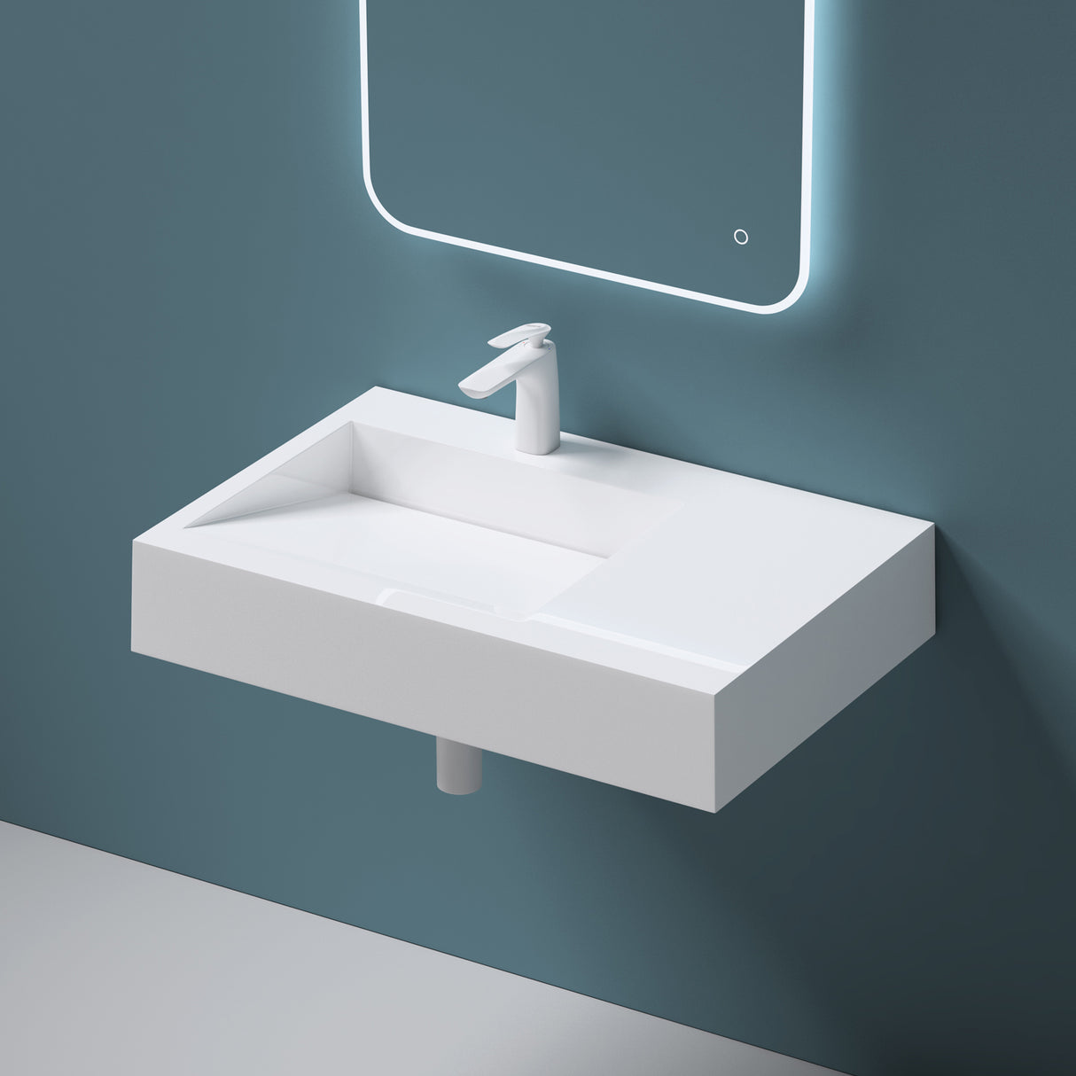 glasvilla Lavabo da Appoggio da Marmo Fuso Lavabo Bagno Sospeso Lavandino Bagno Rettangolare Col11