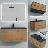 glasvilla Mobile Bagno Sospeso con Lavabo da Marmo Fuso  Antracite Mobile da Bagno con 2 Cassetti a Chiusura Soft-close Aqualis