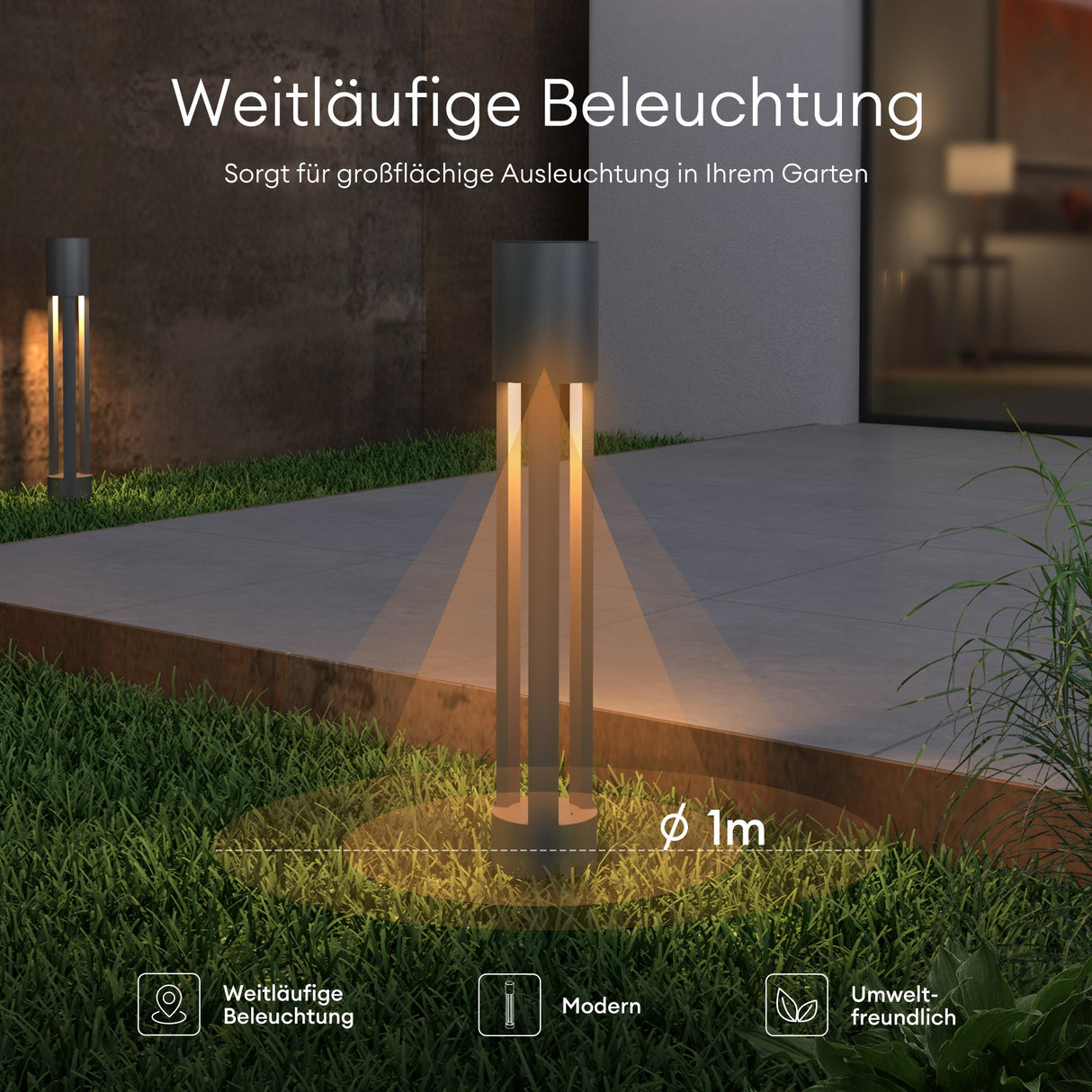 glasvilla Lampione da Giardino ⌀120xH700mm Luminoso da Giardino IP65 Lampada da Terra per Esterni 3000K Paletti Esterni 10W per Giardini, Parchi, Aree Residenziali e Ingressi NeoForge