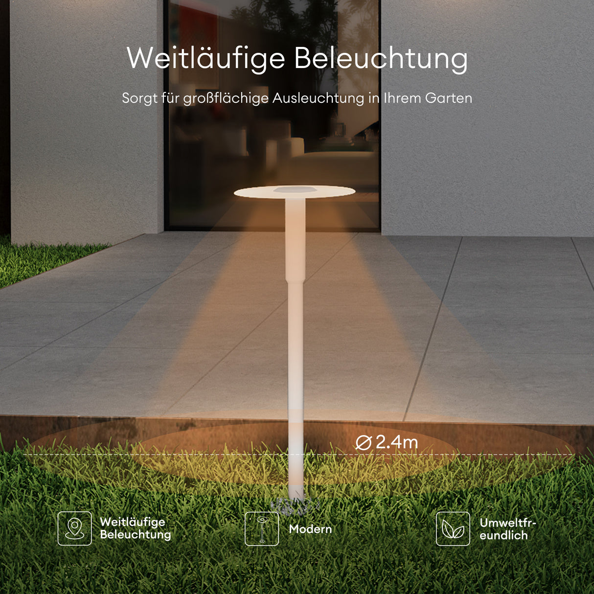 glasvilla luce da esterno ⌀300xH804mm IP65 luce da percorso esterna | Lampada da terra per giardino, lampada da giardino 3000K | Lampada da terra per esterni 6W StellaeLights 