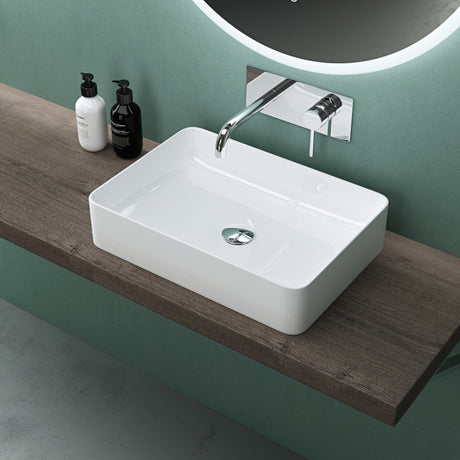 glasvilla Lavabo da Appoggio in Ceramica Lavandino Bagno Bianco con Nano Rivestimenti inclusi Brüssel105 