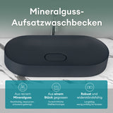 Lavandino da appoggio Glasvilla, lavabo da appoggio in ghisa minerale con rivestimento nano Colossum826