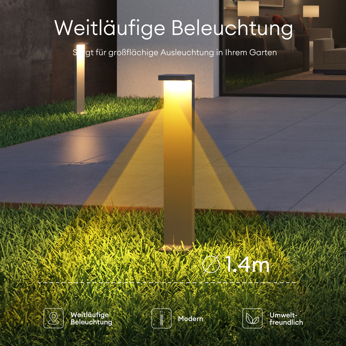 glasvilla luce da esterno 10x6x60cm IP65 luce da percorso esterna | Lampada da terra per giardino, lampada da giardino 3000K | Lampada da terra per esterni 6W LumaTorch 