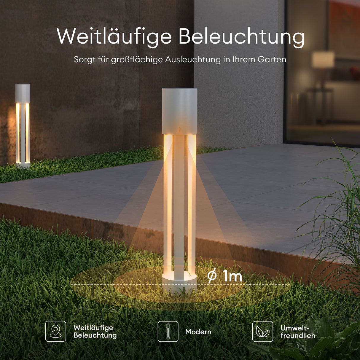 glasvilla luce da esterno ⌀120xH700mm IP65 luce da percorso esterna | Lampada da terra per giardino, lampada da giardino 3000K | Lampada da terra per esterni 10W NeoForge 