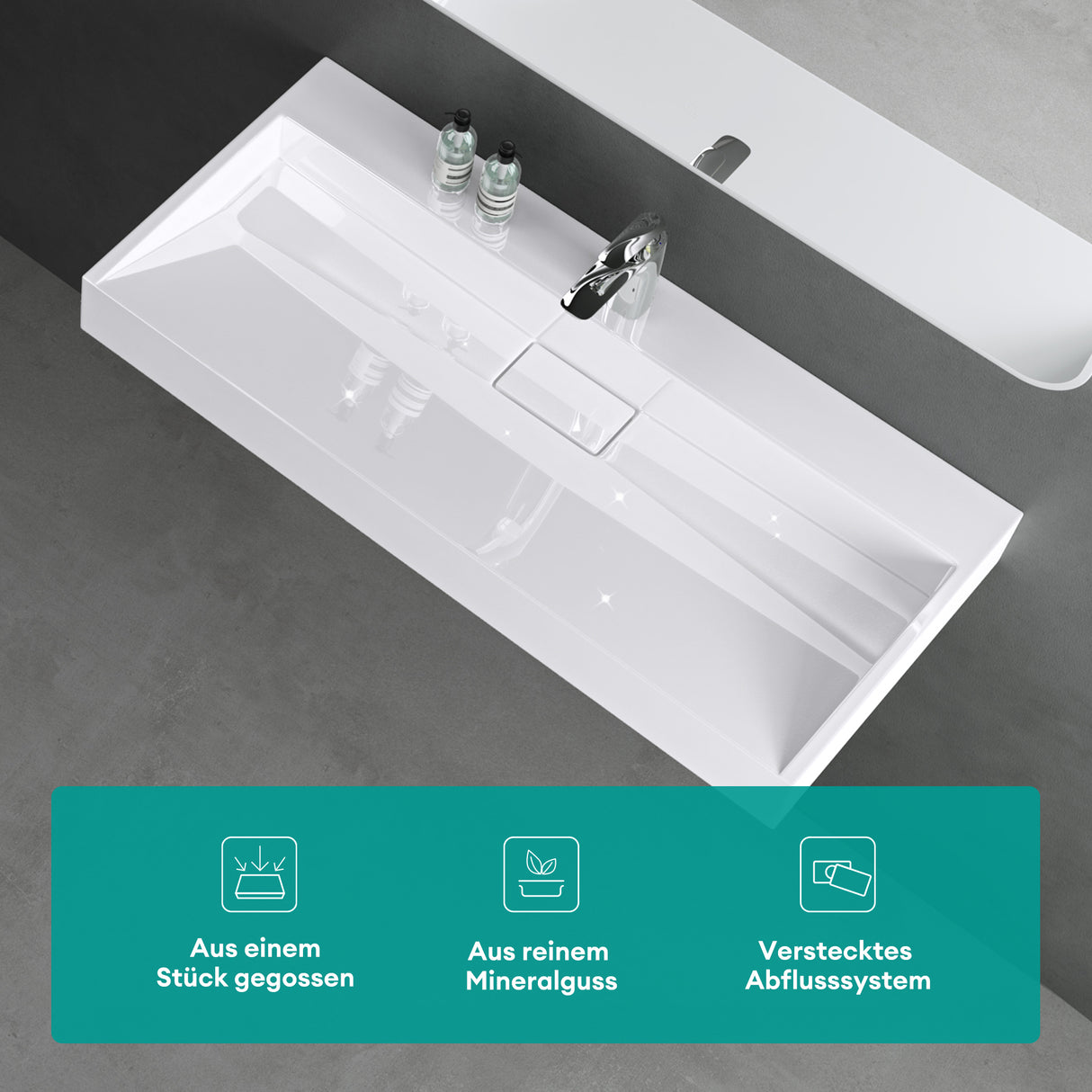 Lavabo Glasvilla Col19 Mineralguss moderno con válvula incluida