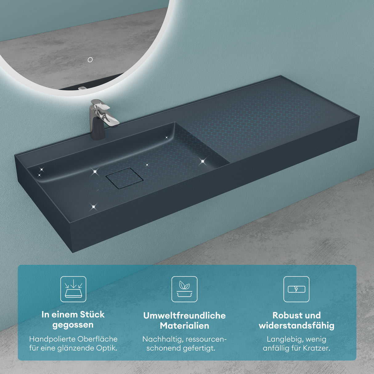 Lavabo Glasvilla Col630 Mineralguss de lujo con diseño moderno