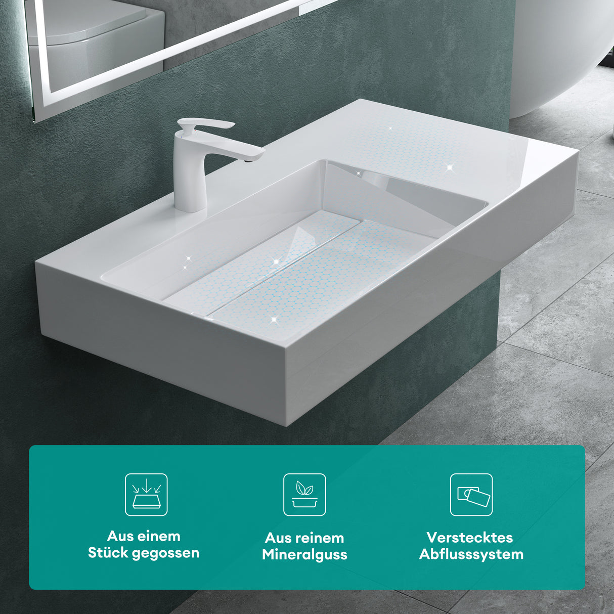 glasvilla Lavabo da Appoggio Lavandino Bagno Sospeso da Marmo Fuso Col12