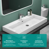 glasvilla Lavabo da Appoggio da Marmo Fuso Lavandino Bagno Rettangolare con 1 Foro per Rubinetto Colossum18