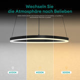 glasvilla Lampadario a Sospensione 16W, 50CM, Lampada da Soffitto a Sospensione 3000K/4000K/6000K con Cavo Regolabile per Camera da Letto e Soggiorno
