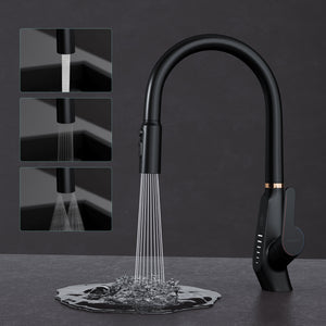 glasvilla Rubinetto da Cucina Estraibile con 3 Modalità e di Getto e Display digitale a LED Rubinetto per Lavello con Tubi e Accesorri Ruotabile a 360° MS-8085