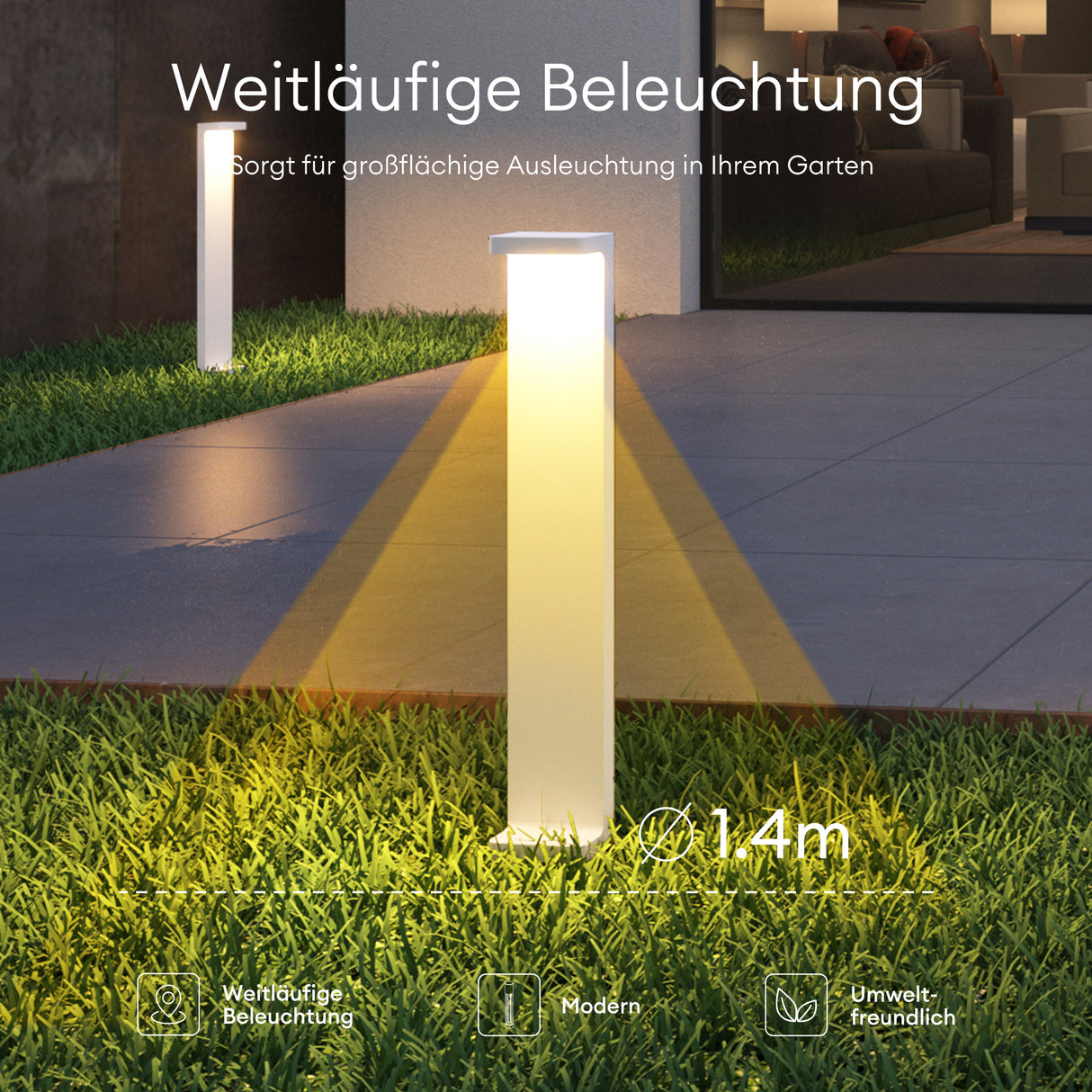 glasvilla luce da esterno 10x6x60cm IP65 luce da percorso esterna | Lampada da terra per giardino, lampada da giardino 3000K | Lampada da terra per esterni 6W LumaTorch 