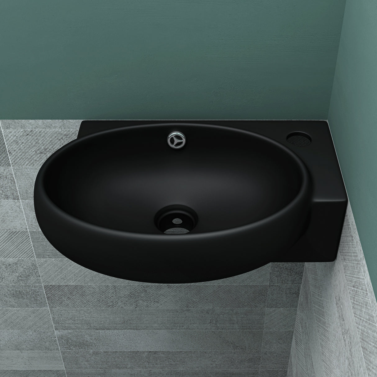 glasvilla Lavabo da Appoggio 42X28X15cm Lavabo Bagno Sospeso Lavandino Bagno in Ceramica con Nano Rivestimenti Brüssel001