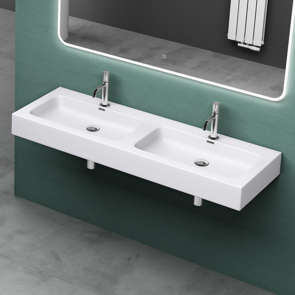 glasvilla Lavabo da Appoggio da Marmo Fuso Lavandino Bagno Sospeso con Due Fori per la Rubinetteria Colossum830