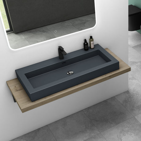 glasvilla Lavabo da Appoggio da Marmo Fuso Lavandino Bagno Rettangolare con 1 Foro per Rubinetto Colossum18