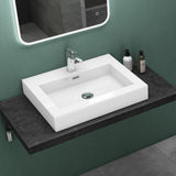 glasvilla Lavabo da Appoggio da Marmo Fuso Lavandino Bagno Rettangolare con 1 Foro per Rubinetto Colossum18