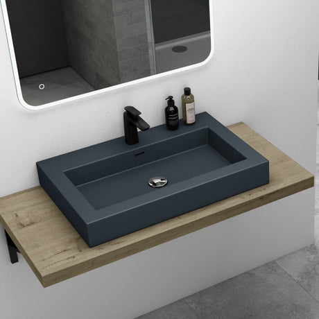 glasvilla Lavabo da Appoggio da Marmo Fuso Lavandino Bagno Rettangolare con 1 Foro per Rubinetto Colossum18