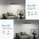 glasvilla Lampadario a Sospensione 16W, 50CM, Lampada da Soffitto a Sospensione 3000K/4000K/6000K con Cavo Regolabile per Camera da Letto e Soggiorno