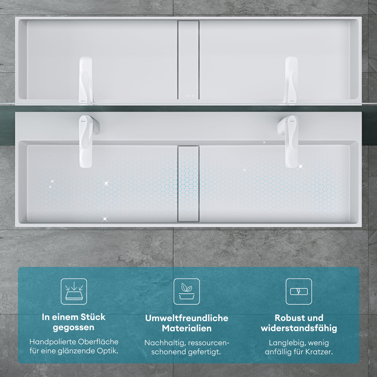 Lavabo Glasvilla Col6028 – Mineralguss con orificio para grifo, diseño y funcionalidad superior