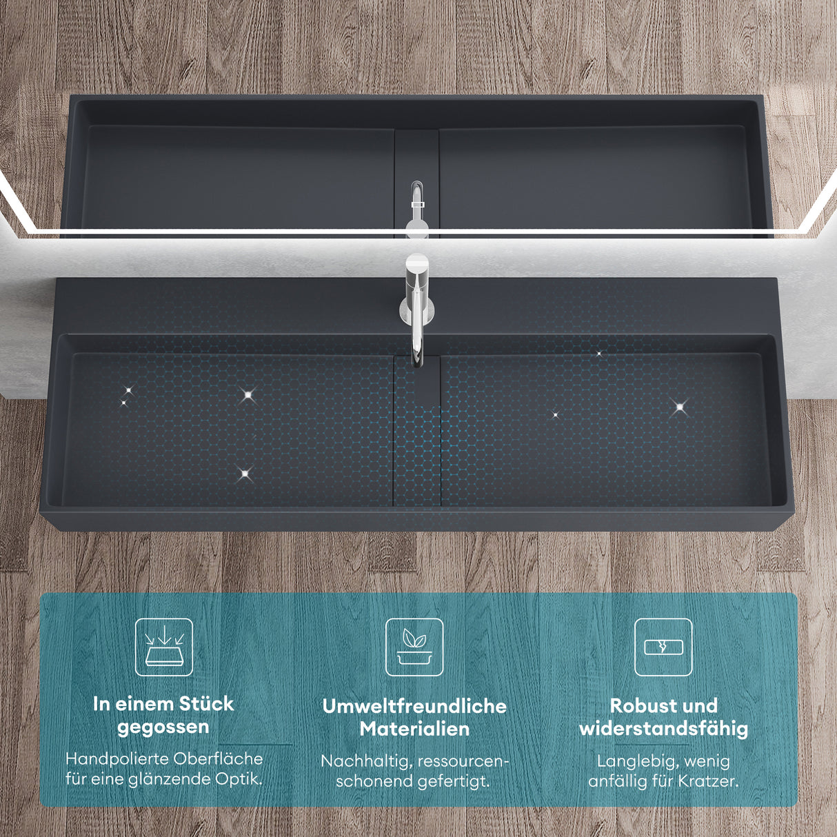 Lavabo Glasvilla Col6028 – Mineralguss con orificio para grifo, diseño y funcionalidad superior