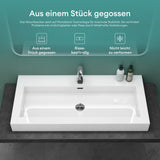 glasvilla Lavabo da Appoggio da Marmo Fuso Lavandino Bagno Rettangolare con 1 Foro per Rubinetto Colossum18