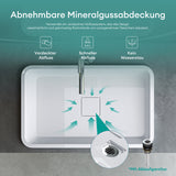 Lavabo Empotrado Glasvilla Col104 Mineral Cast Rectangular con Tapa de Desagüe