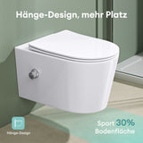 glasvilla Sanitari Bagno Sospeso in Ceramica Sanitari Bagno con Soft Close WC Sospeso Montaggio a Parete