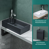 glasvilla Waschbecken Gäste WC Aufsatzwaschbecken mit Hahnloch 46x26x11cm Mineralguss Eckig Klein Waschschale Waschplatz Colossum101