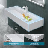 glasvilla Lavabo da Appoggio da Marmo Fuso Lavabo Bagno Sospeso Lavandino Bagno con Foro per la Rubinetteria Col6028