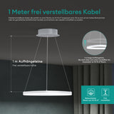 glasvilla Lampadario a Sospensione 16W, 50CM, Lampada da Soffitto a Sospensione 3000K/4000K/6000K con Cavo Regolabile per Camera da Letto e Soggiorno