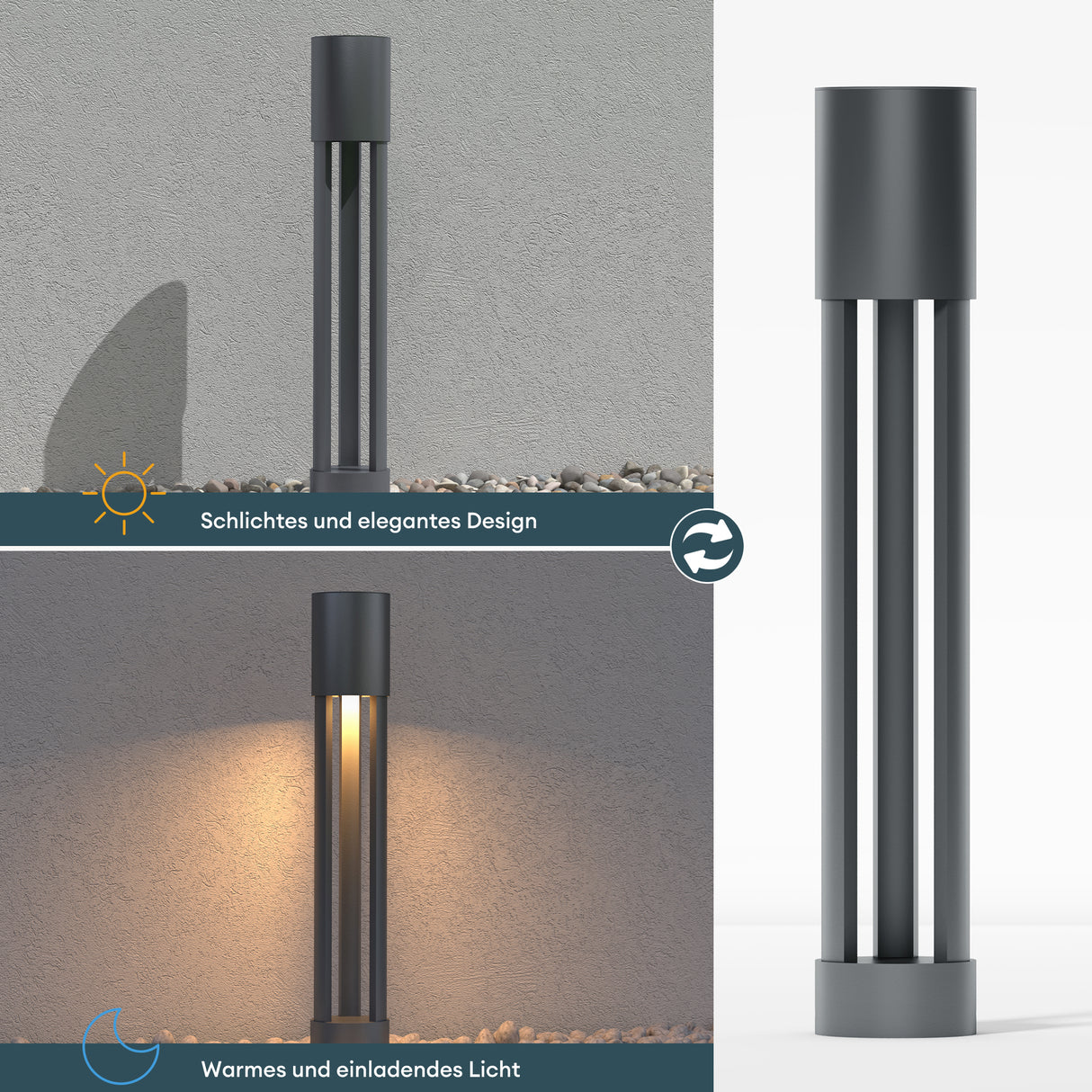 glasvilla luce da esterno ⌀120xH700mm IP65 luce da percorso esterna | Lampada da terra per giardino, lampada da giardino 3000K | Lampada da terra per esterni 10W NeoForge 
