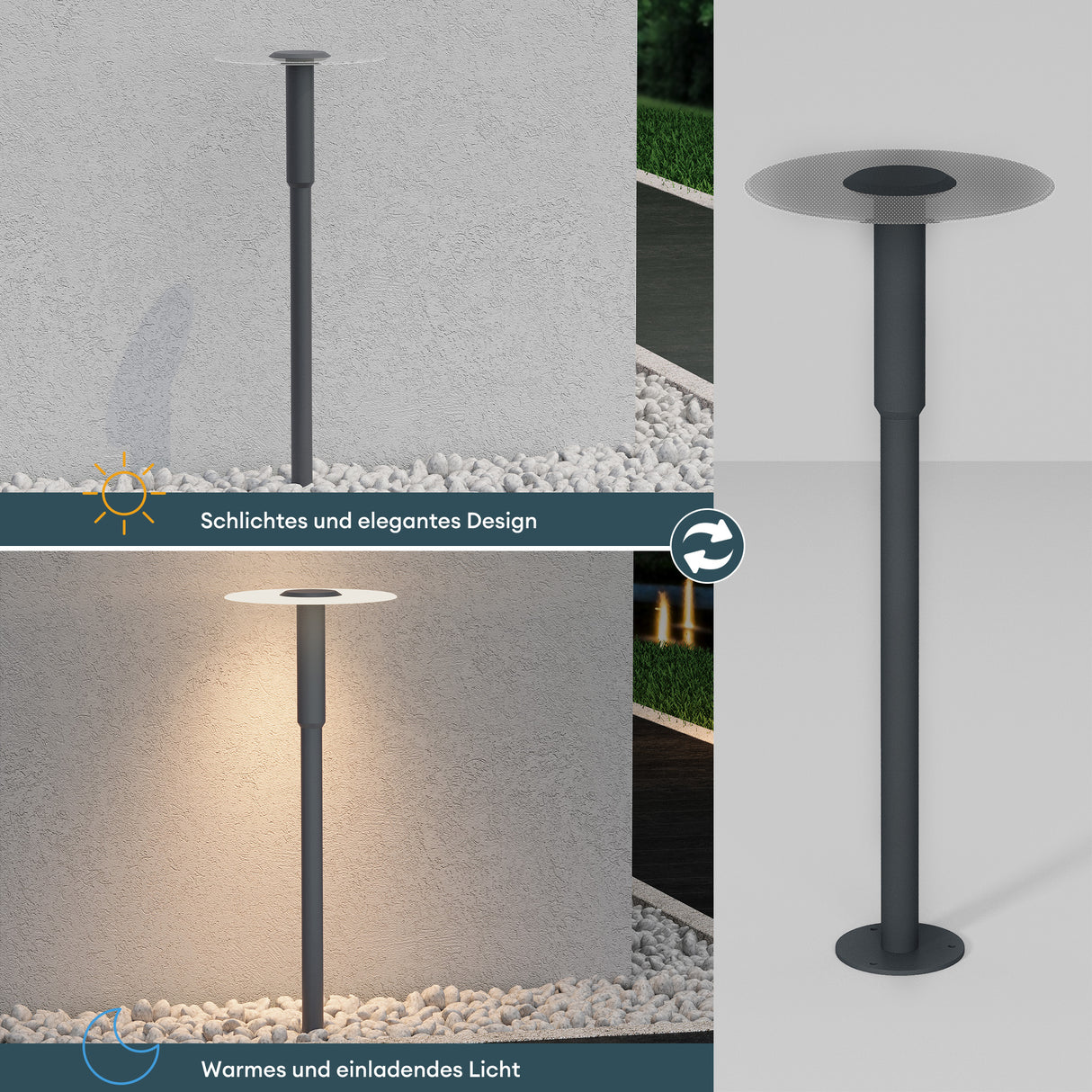 glasvilla luce da esterno ⌀300xH804mm IP65 luce da percorso esterna | Lampada da terra per giardino, lampada da giardino 3000K | Lampada da terra per esterni 6W StellaeLights 