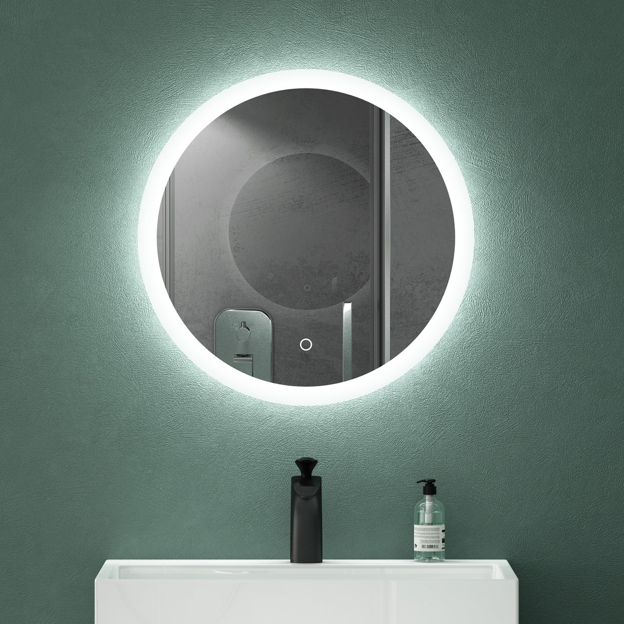 glasvilla Specchio da Bagno Appeso Specchio a LED Rotondo Specchio da Parete con Strato Anti-Appannamento e Interruttore a Sfioramento LED-Spiegel 05