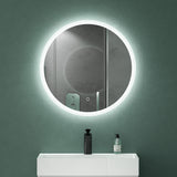 glasvilla Specchio da Bagno Appeso Specchio a LED Rotondo Specchio da Parete con Strato Anti-Appannamento e Interruttore a Sfioramento LED-Spiegel 05
