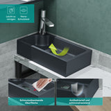 glasvilla Waschbecken Gäste WC Aufsatzwaschbecken mit Hahnloch 46x26x11cm Mineralguss Eckig Klein Waschschale Waschplatz Colossum101