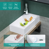 glasvilla Waschbecken Gäste WC Aufsatzwaschbecken mit Hahnloch 46x26x11cm Mineralguss Eckig Klein Waschschale Waschplatz Colossum101