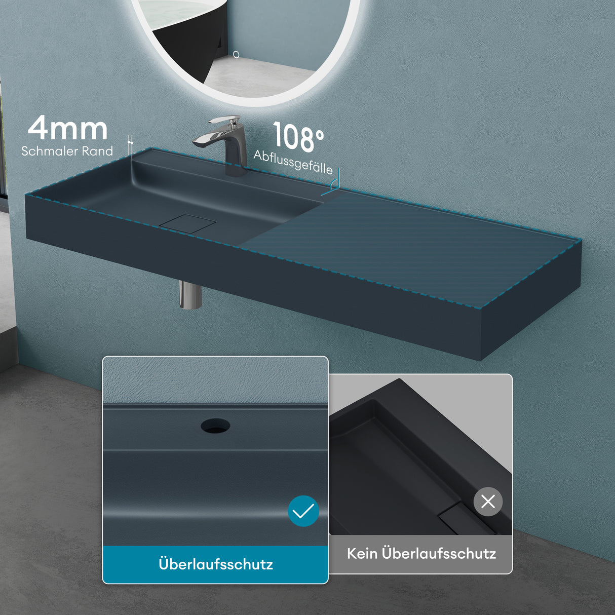 Lavabo Glasvilla Col630 Mineralguss de lujo con diseño moderno