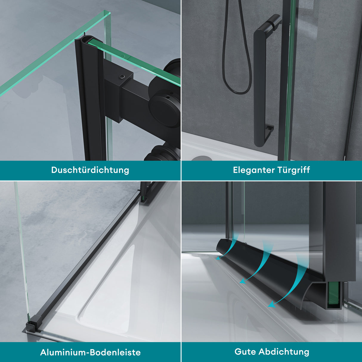 glasvilla Box doccia con Porta Scorrevole Cabina Angolare in Vetro 8 mm di Sicurezza ESG con Rivestimento Nano, Meccanismo di Sollevamento/abbassamento, Rav19 Nero