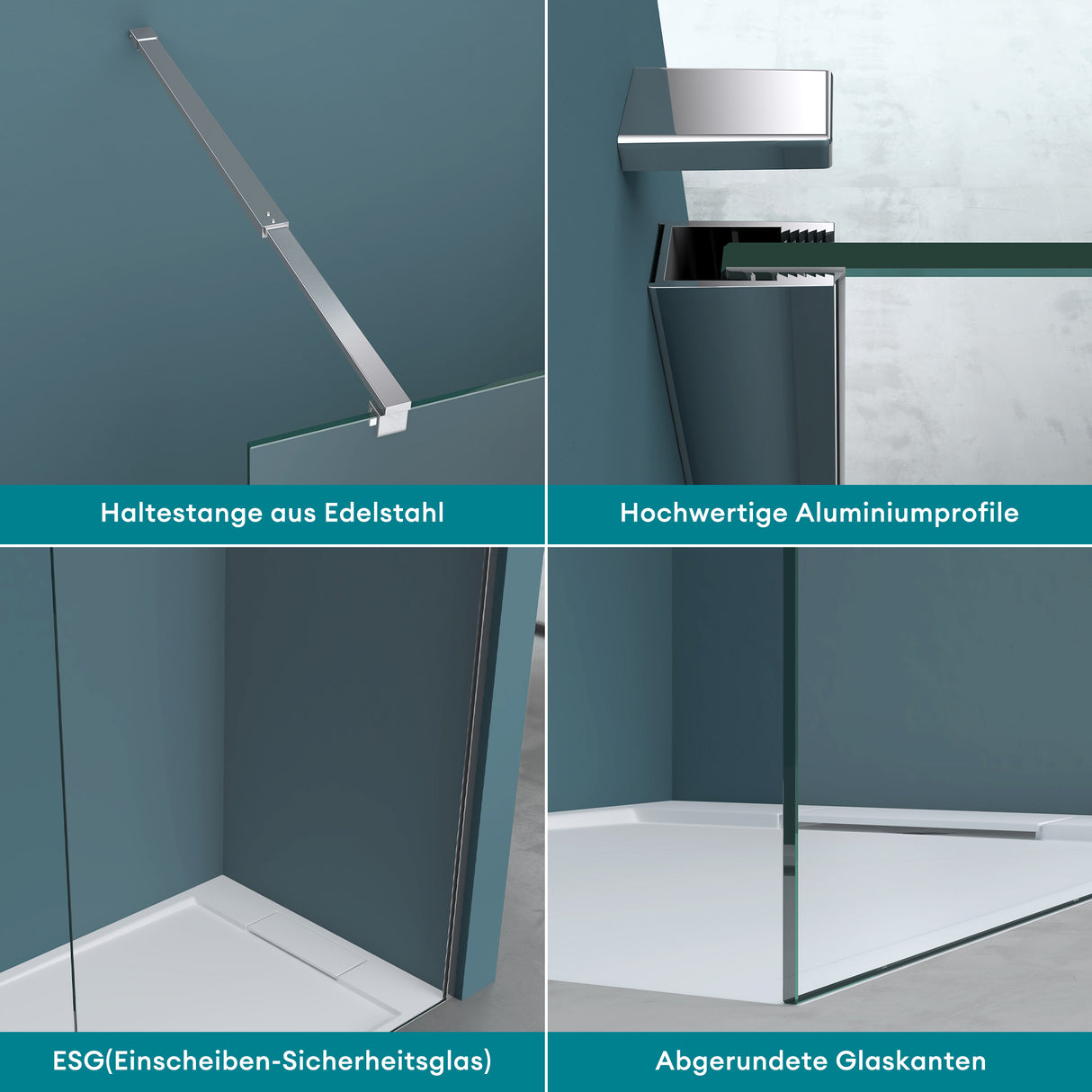 glasvilla Paroi de Douche Pare-Douche Douche à l’Italienne Verre de Sécurité ESG 10mm Verre NANO Bremen2K