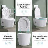 glasvilla Sanitari Bagno Sospeso in Ceramica Sanitari Bagno con Soft Close WC Sospeso Montaggio a Parete