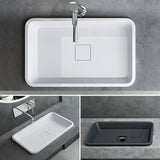 glasvilla Lavabo da Incasso da Marmo Fuso Lavandino Bagno da Appoggio con Coperchio di Scarico Col104