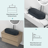 Lavandino da appoggio Glasvilla, lavabo da appoggio in ghisa minerale con rivestimento nano Colossum826